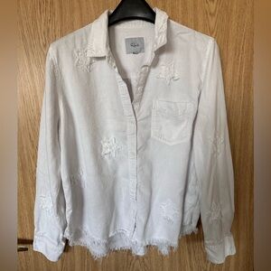 Rails Bone White Cotton Stars Button Down Long Sleeve Shirt Women’s L